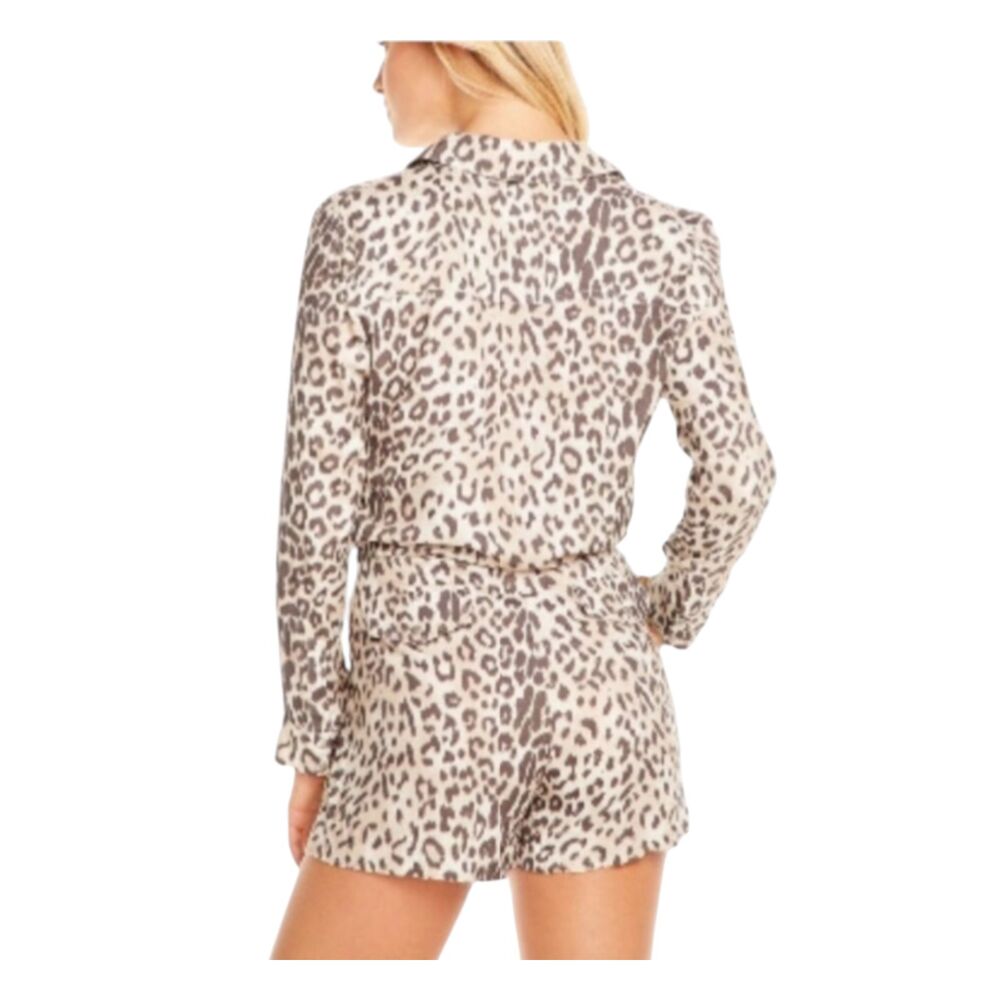 Chaser Leopard Print Short Romper Snaps Cinch Wai… - image 2